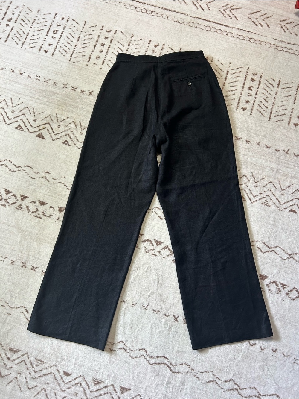Banana Republic 100% Linen Black Tie Waist Wide Leg Pants 6 Coastal Quiet Luxury - Picture 3 of 4